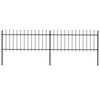Gard de grădină cu vârf suliță - negru - 3,4 m - oțel