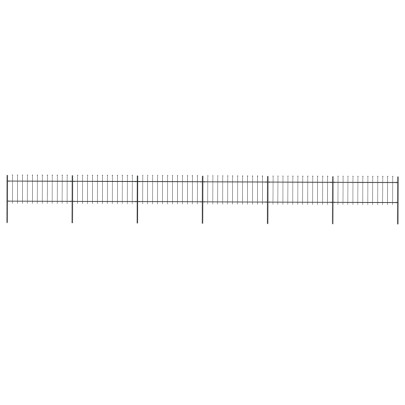 Gard de grădină cu vârf suliță - negru - 10,2 m - oțel