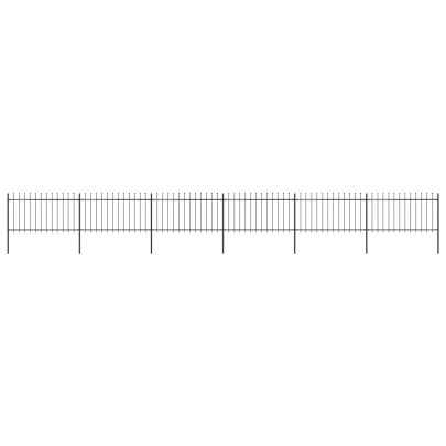 Gard de grădină cu vârf suliță - negru - 10,2 m - oțel
