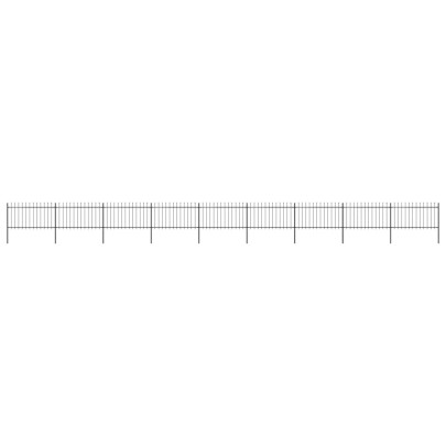Gard de grădină cu vârf suliță - negru - 15,3 m - oțel