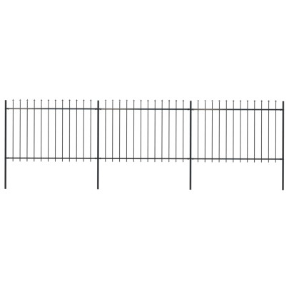 Gard de grădină cu vârf suliță - negru - 5,1 m - oțel