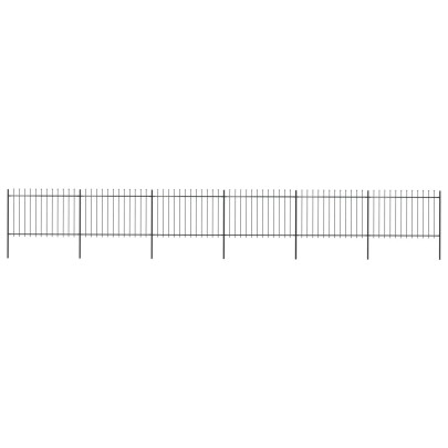 Gard de grădină cu vârf suliță - negru - 10,2 m - oțel