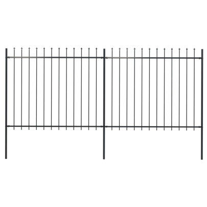 Gard de grădină cu vârf suliță - negru - 3,4 m - oțel