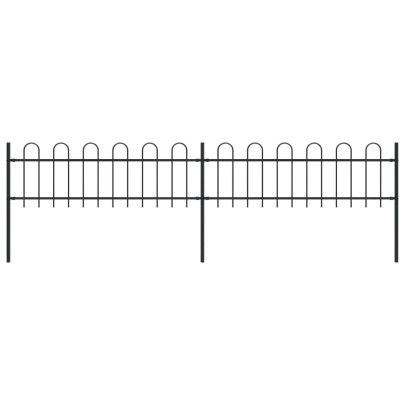 Gard de grădină cu vârf curbat - negru - 3,4 m - oțel