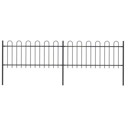Gard de grădină cu vârf curbat - negru - 3,4 m - oțel