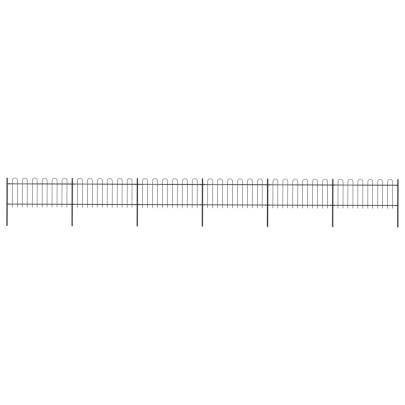 Gard de grădină cu vârf curbat - negru - 10,2 m - oțel