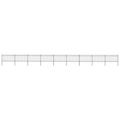 Gard de grădină cu vârf curbat - negru - 15,3 x 1 m - oțel