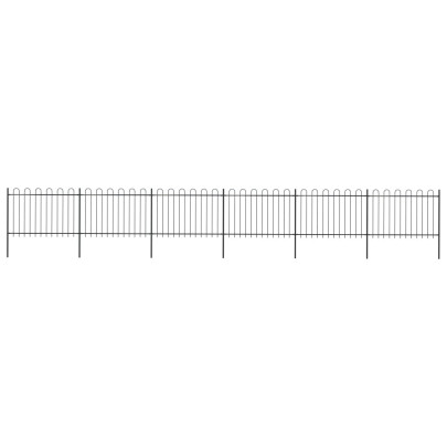 Gard de grădină cu vârf curbat - negru - 10,2 m - oțel