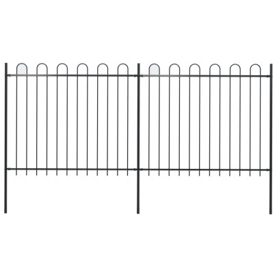 Gard de grădină cu vârf curbat - negru - 3,4 m - oțel