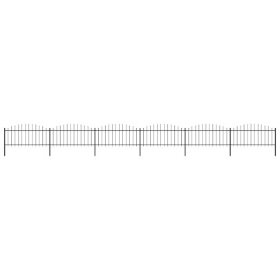 Gard de grădină cu vârf suliță - negru - 10,2 m - oțel