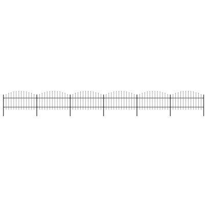 Gard de grădină cu vârf suliță - negru - 10,2 m - oțel