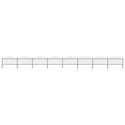 Gard de grădină cu vârf suliță - negru - 13,6 m - oțel