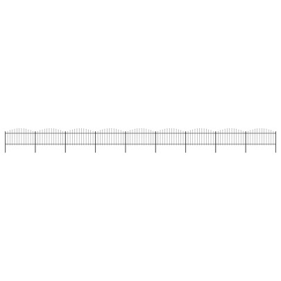 Gard de grădină cu vârf suliță - negru - 15,3 m - oțel
