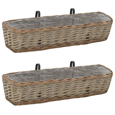 Jardinieră de balcon - 2 buc. - 80 cm - răchită cu căptușeală PE