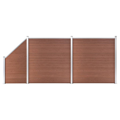 Set panouri gard - 2 pătrate + 1 oblic - maro - 446x186 cm - WPC