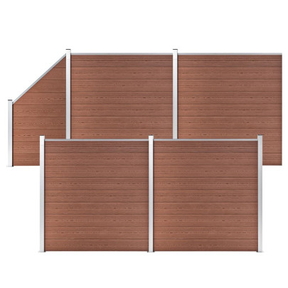Set panouri gard - 4 pătrate + 1 oblic - maro - 792x186 cm - WPC