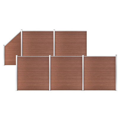 Set panouri gard - 5 pătrate + 1 oblic - maro - 965 x 186 cm - WPC