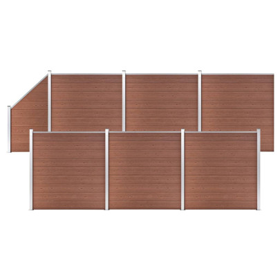 Set panouri gard - 6 pătrate + 1 oblic - maro - 1138x186 cm - WPC