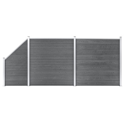 Set panouri gard - 2 pătrate + 1 oblic - gri - 446 x 186 cm - WPC