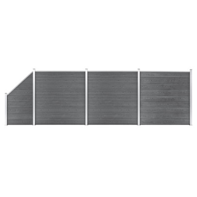 Set panouri gard - 3 pătrate + 1 oblic - gri - 619x186 cm - WPC