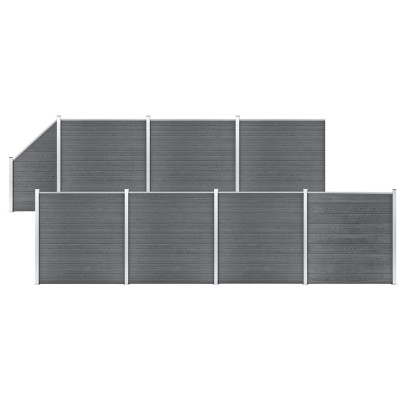 Set panouri gard - 7 pătrate + 1 oblic - gri - 1311x186 cm - WPC