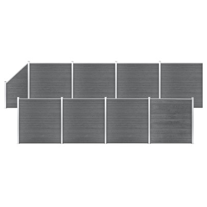 Set panouri gard - 2 pătrate + 1 oblic - gri - 1484 x 186 cm - WPC