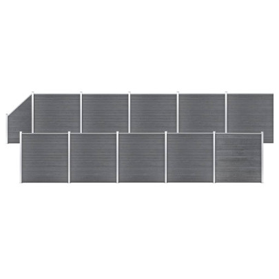 Set gard din WPC - 10 buc. pătrate + 1 oblică - 1830x186 cm - gri