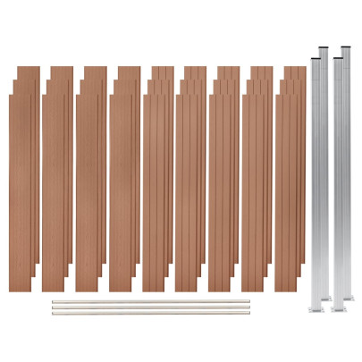 Set panouri de gard - 3 pătrate - maro - 526 x 187 cm - WPC