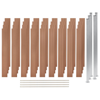 Set de gard - 4 pătrate - maro - 699 x 187 cm - WPC