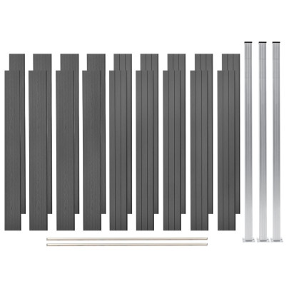 Set panouri de gard - 2 pătrate - gri - 353 x 187 cm - WPC