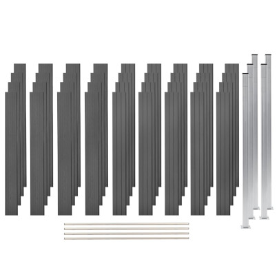 Set de gard - 4 pătrate - gri - 699 x 187 cm - WPC