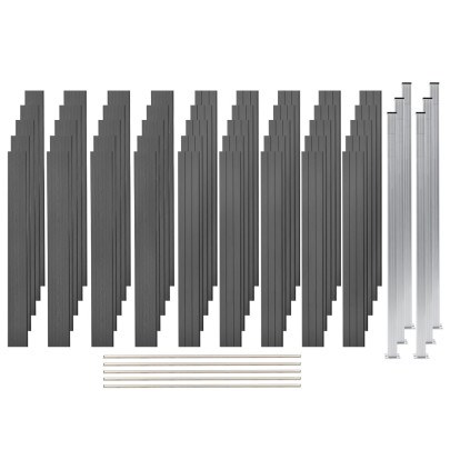Set panouri de gard - 5 pătrate - gri - 872 x 187 cm - WPC