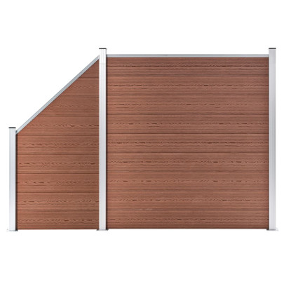 Set panouri gard - 1 pătrat + 1 oblic - maro - 273x186 cm - WPC