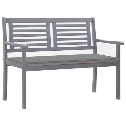 Bancă grădină cu 2 locuri cu pernă - 120 cm - gri - lemn eucalipt