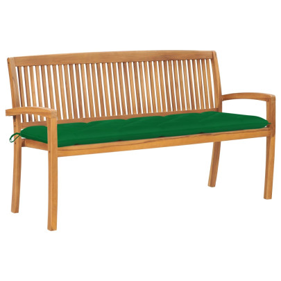 Bancă de grădină stivuibilă cu pernă - 159 cm - lemn masiv tec