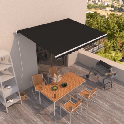 Copertină retractabilă automat - antracit - 400x350 cm