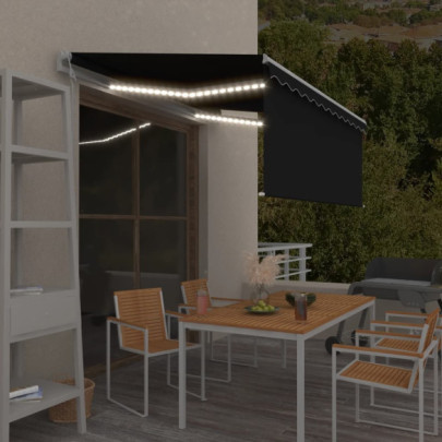 Copertină automată cu stor&LED&senzor de vânt antracit 3,5x2,5m