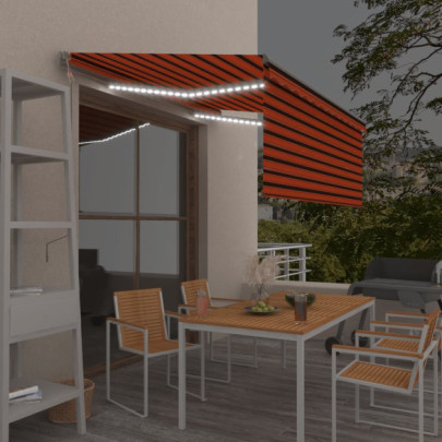 Copertină automată senzor vânt&LED - portocaliu&maro - 3x2,5 cm