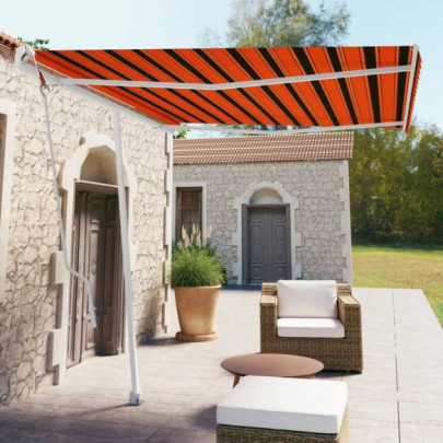 Copertină autonomă retractabilă automat oranj&maro 300x250 cm
