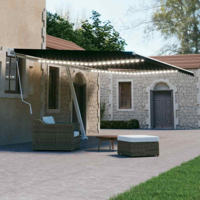 Copertină retractabilă manual cu LED - antracit - 600x300 cm