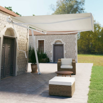 Copertină autonomă retractabilă automat - crem - 500x350 cm