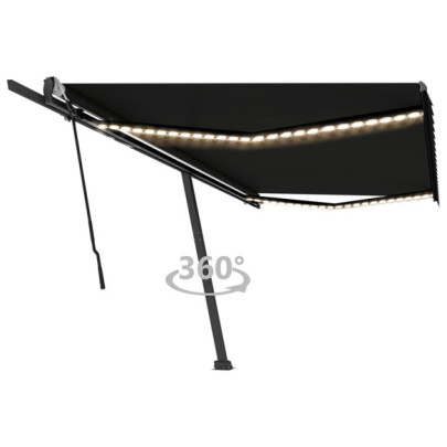 Copertină retractabilă manual cu LED - antracit - 500x350 cm