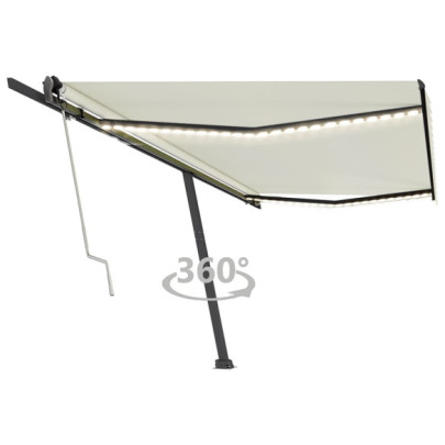 Copertină automată cu senzor vânt & LED - crem - 500x350 cm