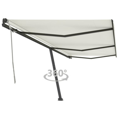 Copertină autonomă retractabilă manual - crem - 600x350 cm