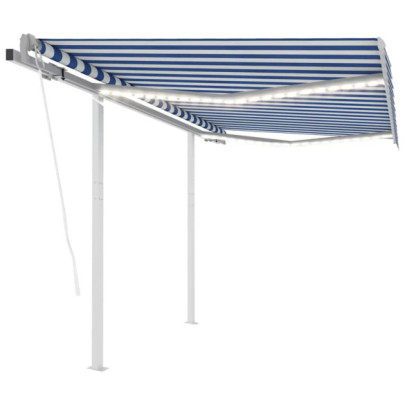 Copertină automată cu senzor vânt & LED albastru/alb 3,5x2,5 m