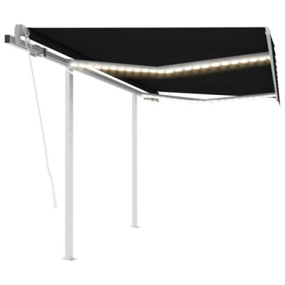 Copertină automată cu senzor vânt & LED - antracit - 3,5x2,5 m