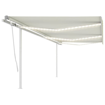 Copertină retractabilă manual cu LED - crem - 6x3,5 m