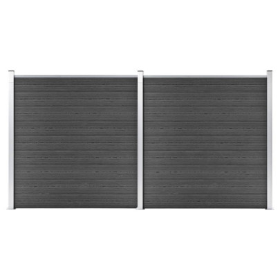 Set de panouri de gard - negru - 353 x 186 cm - WPC