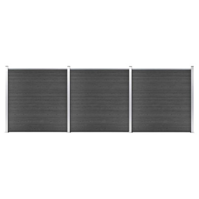 Set de panouri de gard - negru - 526 x 186 cm - WPC
