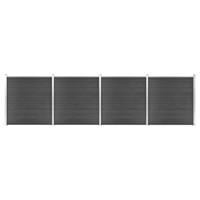 Set de panouri de gard - negru - 699x186 cm - WPC